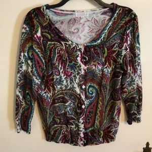 Joseph A. White & Multicolor Paisley Cardigan